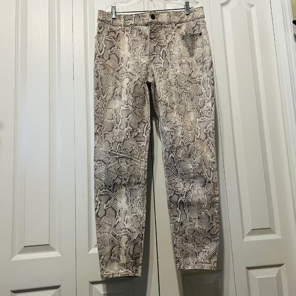 White House Black Market-Women's Snake Skin Print-High Rise Ankle Pants-Stretch - Picture 1 of 16